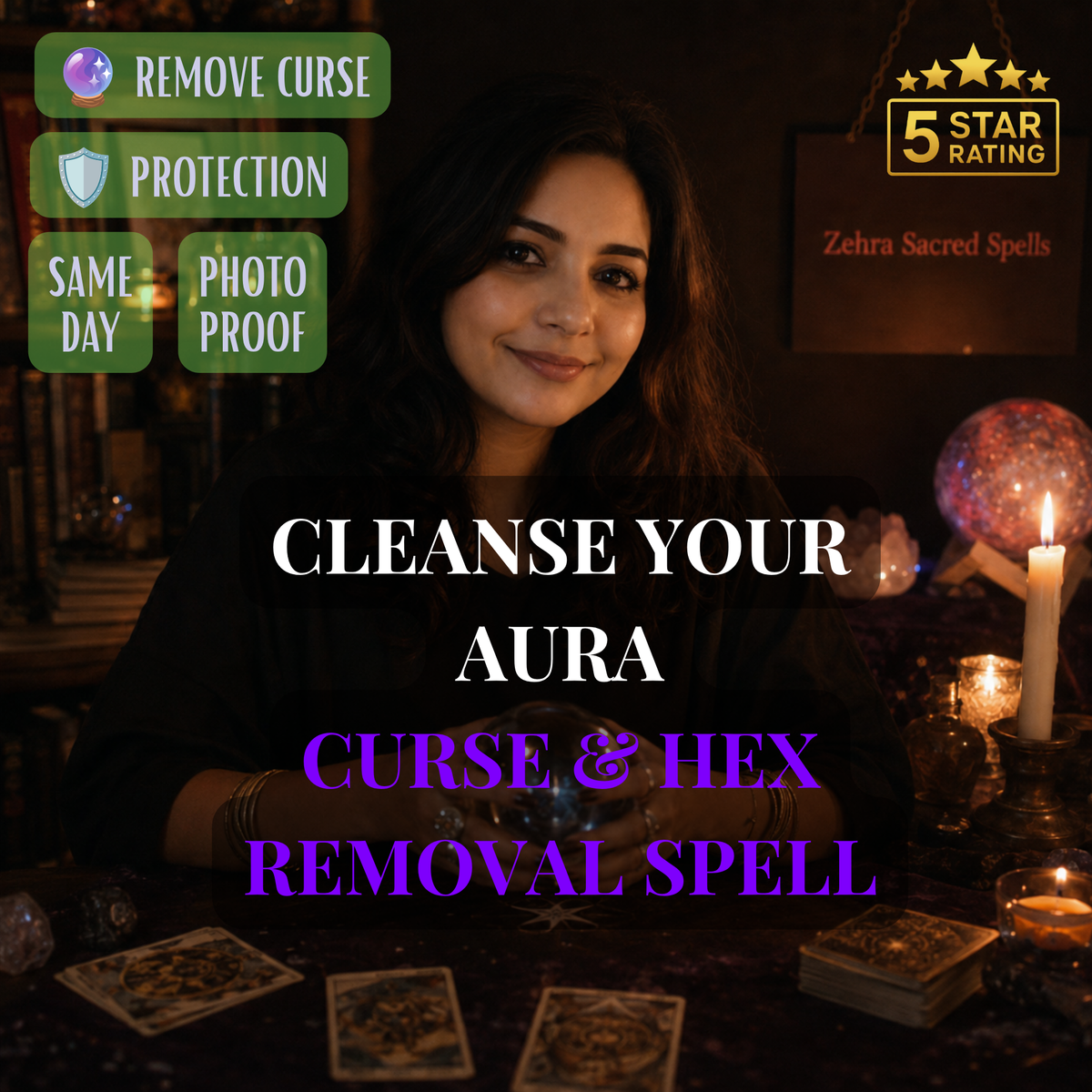 Curse and hex removal spell by Zehra Sacred Spells - ritual to cleanse your aura and remove dark energies with same day delivery