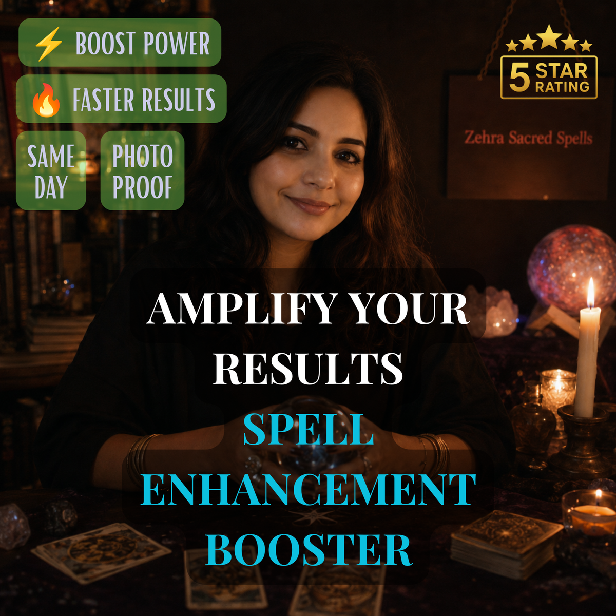 Spell enhancement booster by Zehra Sacred Spells - ritual to amplify results and boost power of any previously ordered spell with same day delivery