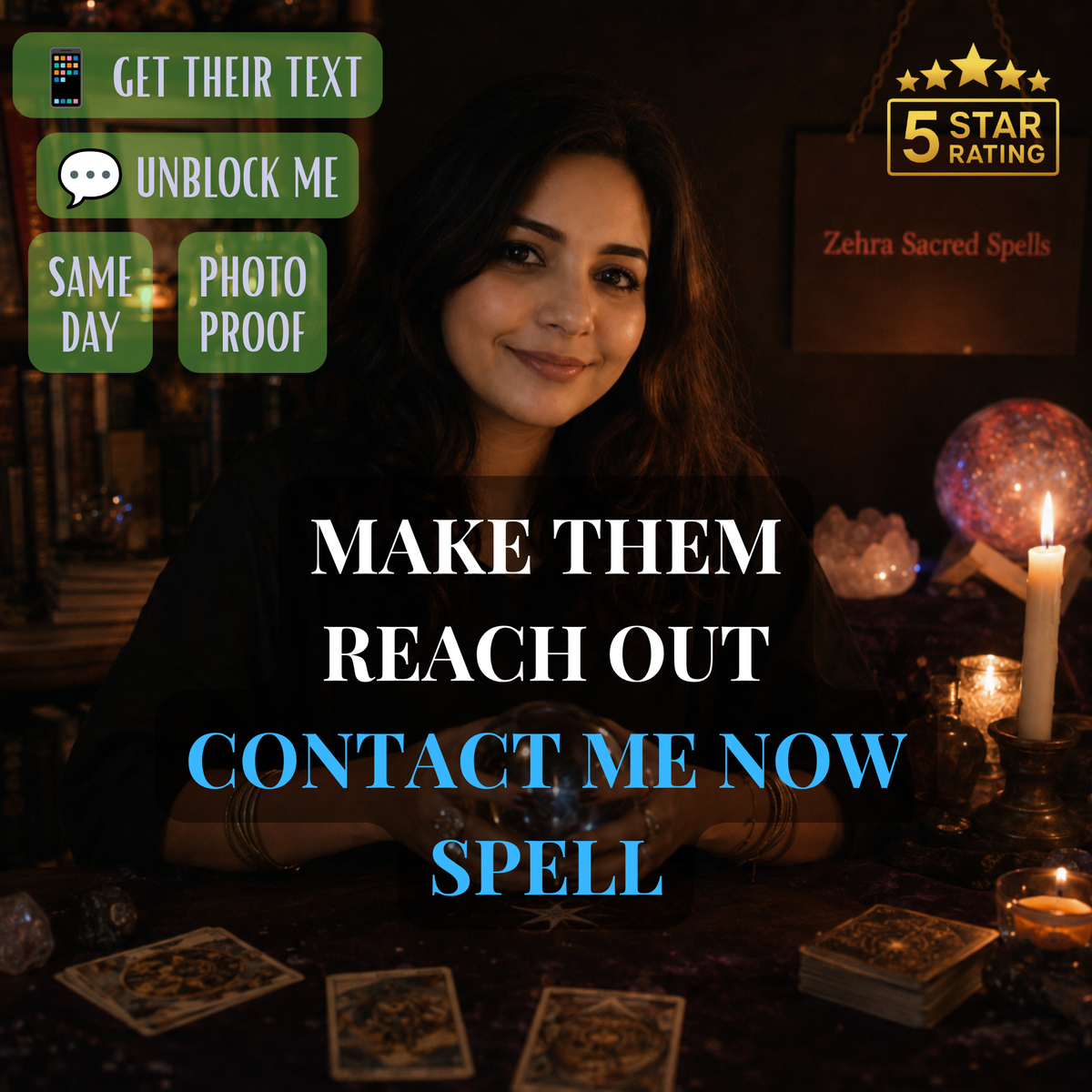 Contact me now spell by Zehra Sacred Spells - personalized ritual to make someone text, call and reach out fast, helps get unblocked with same day delivery