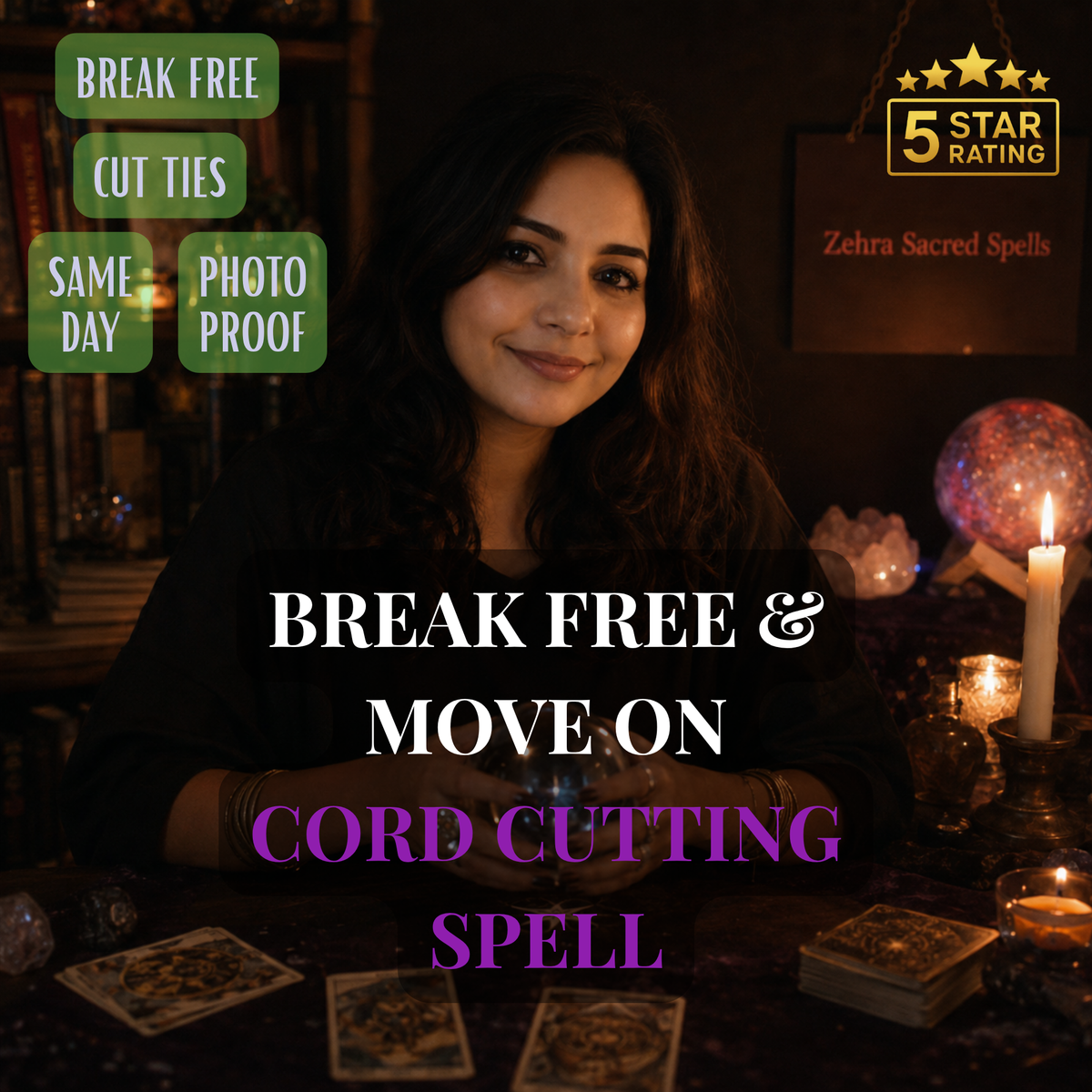Cord cutting spell by Zehra Sacred Spells - ritual to cut energetic ties and break free from past connections with same day delivery