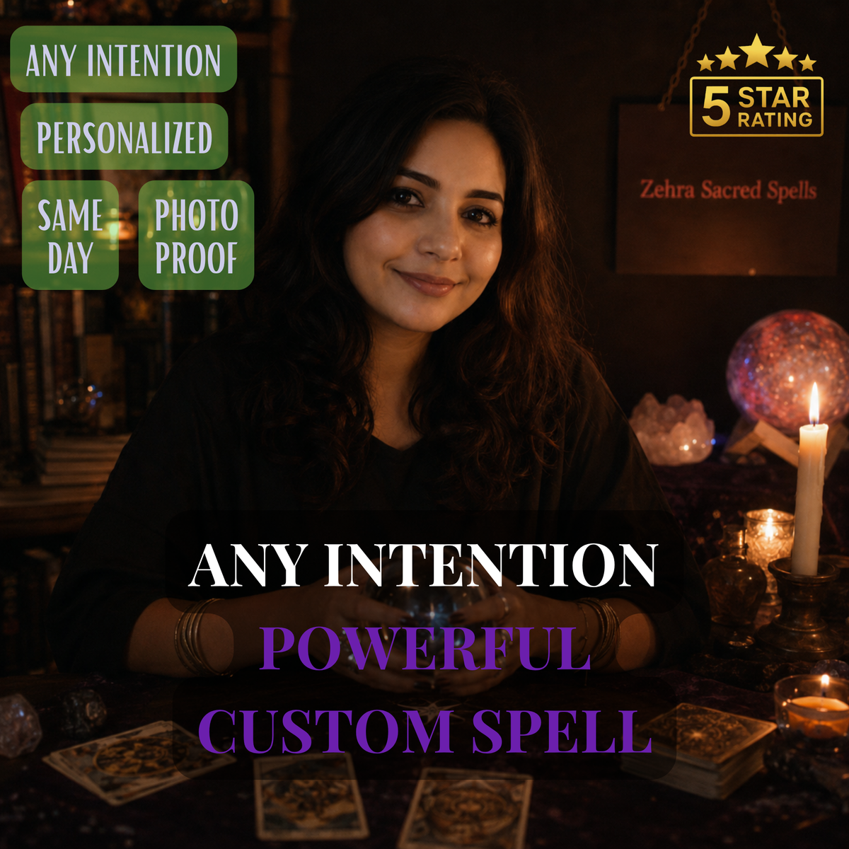 Powerful custom spell by Zehra Sacred Spells - fully personalized ritual for any intention with same day completion and photo proof