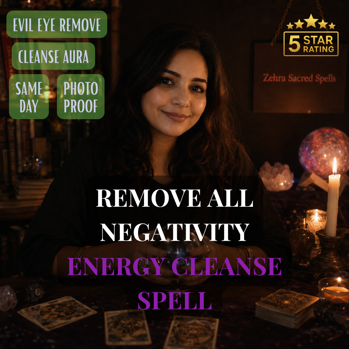 Energy cleanse spell by Zehra Sacred Spells - ritual to remove all negativity, evil eye and cleanse your aura with same day delivery