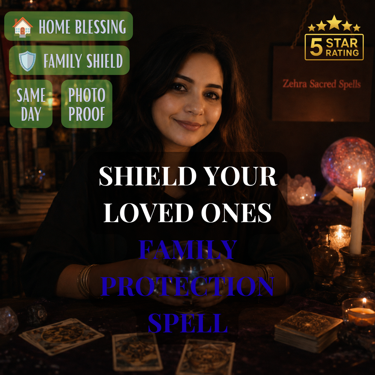 Family protection spell by Zehra Sacred Spells - home blessing and shield ritual to protect your loved ones with same day delivery