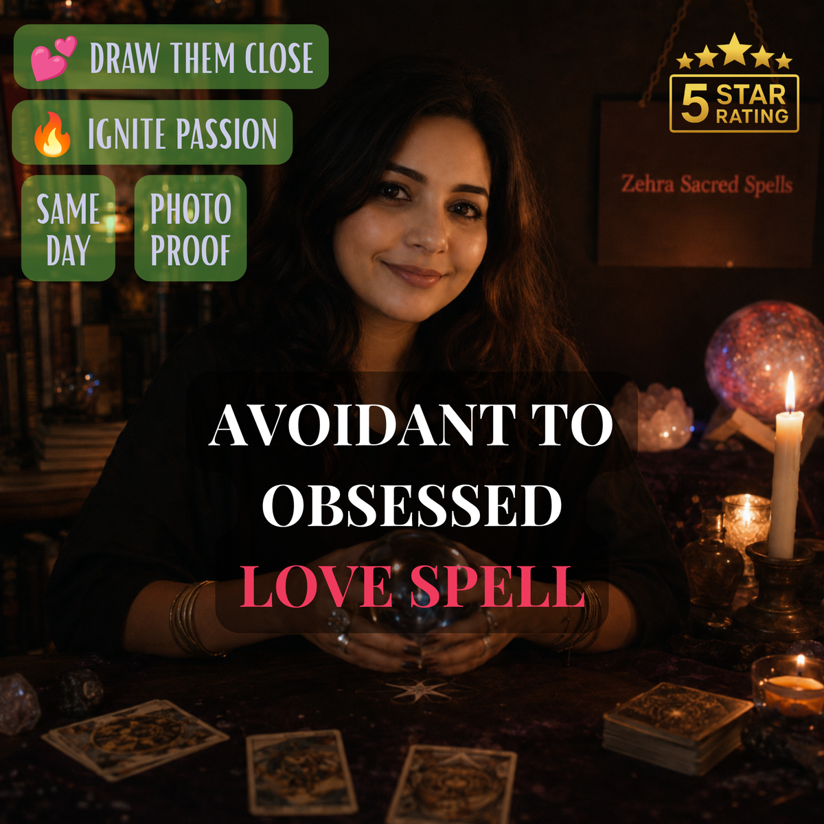 Avoidant to obsessed love spell by Zehra Sacred Spells - personalized ritual to draw them close and ignite passion for distant partners with same day delivery