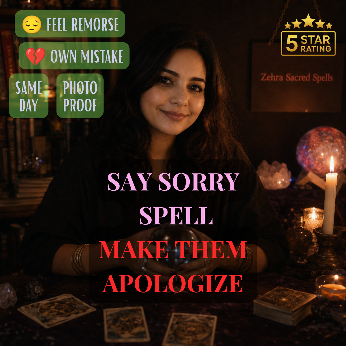 Say sorry spell by Zehra Sacred Spells - personalized ritual to make someone feel remorse, own their mistake and apologize with same day delivery
